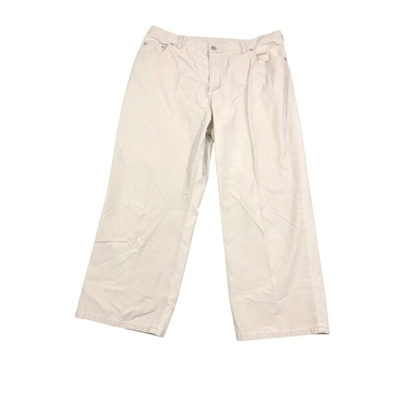 Lands End Khakis Cropped Pants Womens 12 Beige Tan Cotton Blend Pants - Picture 1 of 11